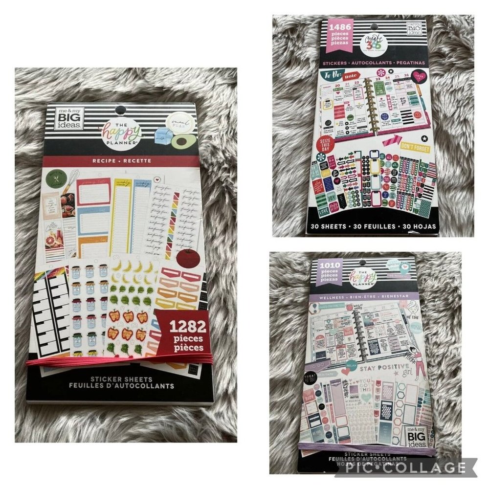 Lot of 3 Me & My Big Ideas Happy Planner Stickers Meals Wellness Mixed Lot